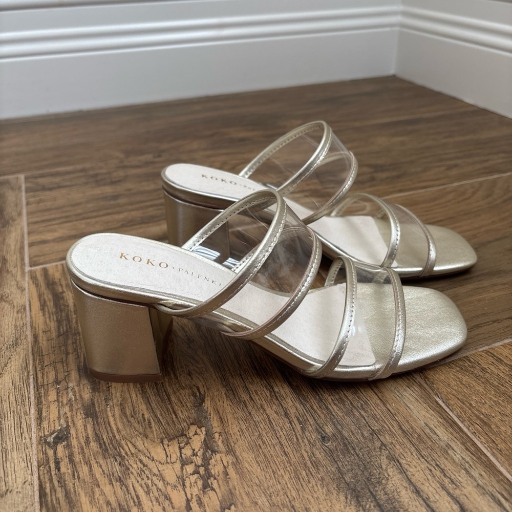 NWOB Koko + Palenki Ghost Slide Sandal Gold/Clear Size 6